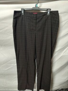 212 Collection Brown Plaid Straight-Leg Pants